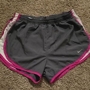 Nike Women's Gray and Pink Athletic Shorts